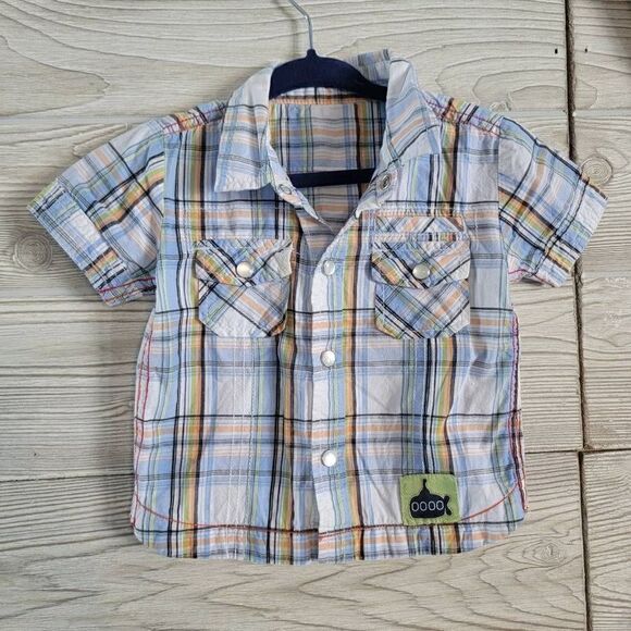 George Plaid Baby Button Down SZ 3-6 Month Pearl Snaps - Picture 1 of 5